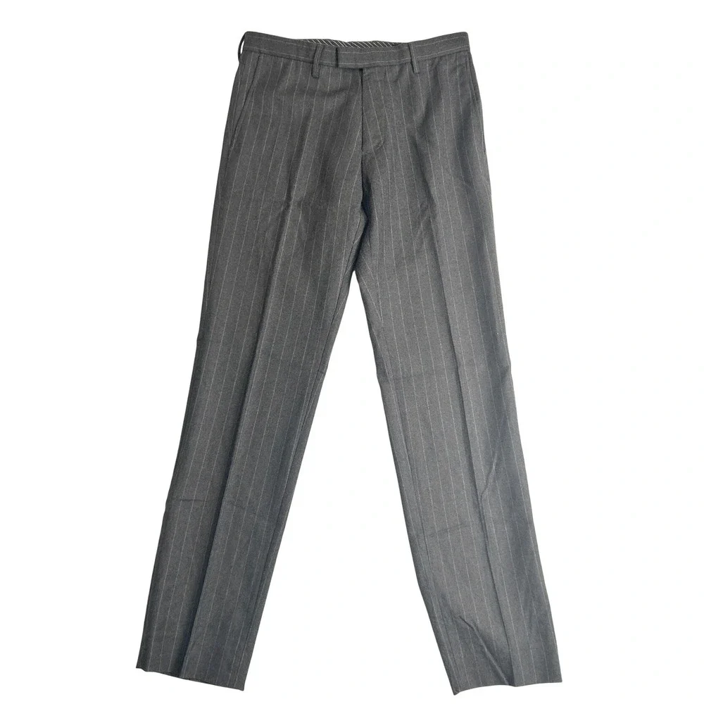Banana Republic Mens 30x32 Slim Fit 100% Wool Pinstripe Dress Pants Charcoal Gry